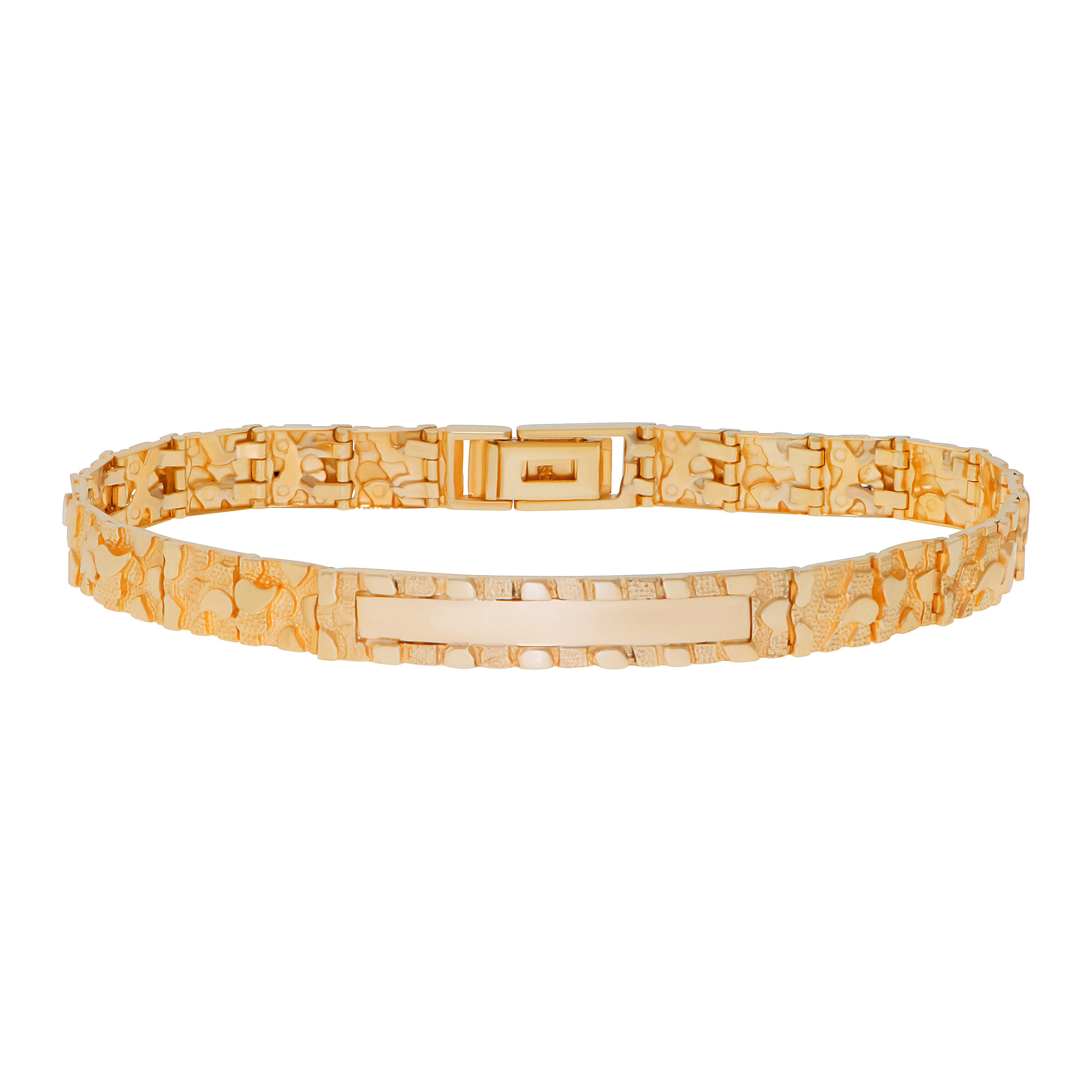 14k Gold 7.5mm Nugget Id Bracelet 8 Inches